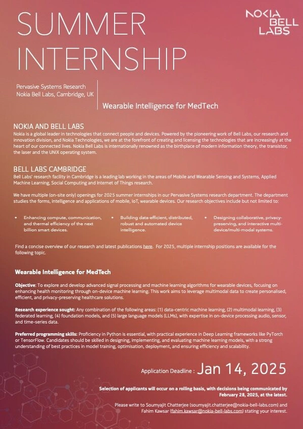 Summer Internship at Nokia Bell Labs - Flow Card Image