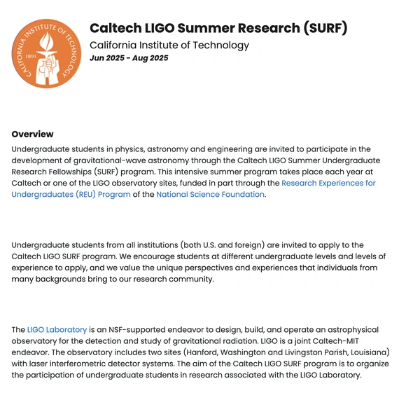 International Summer Research Opportunities for Physics Graduate & Undergrad Students  - Flow Card Image